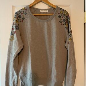 Project Social T Urban Outfitters Gray Sweater with Floral Design